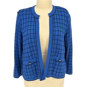 Mita Vintage 2 Piece Knit Set Blue Windowpane Cardigan Pants 3X